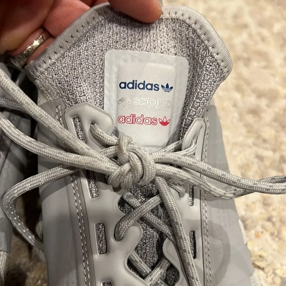 adidas Grey Knit Athletic Sneakers with Slip-On Design